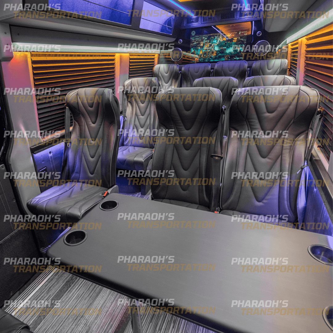 Business-class seating with workstations and Wi-Fi in Executive Sprinter Business-class seating with workstations and Wi-Fi in Executive Sprinter