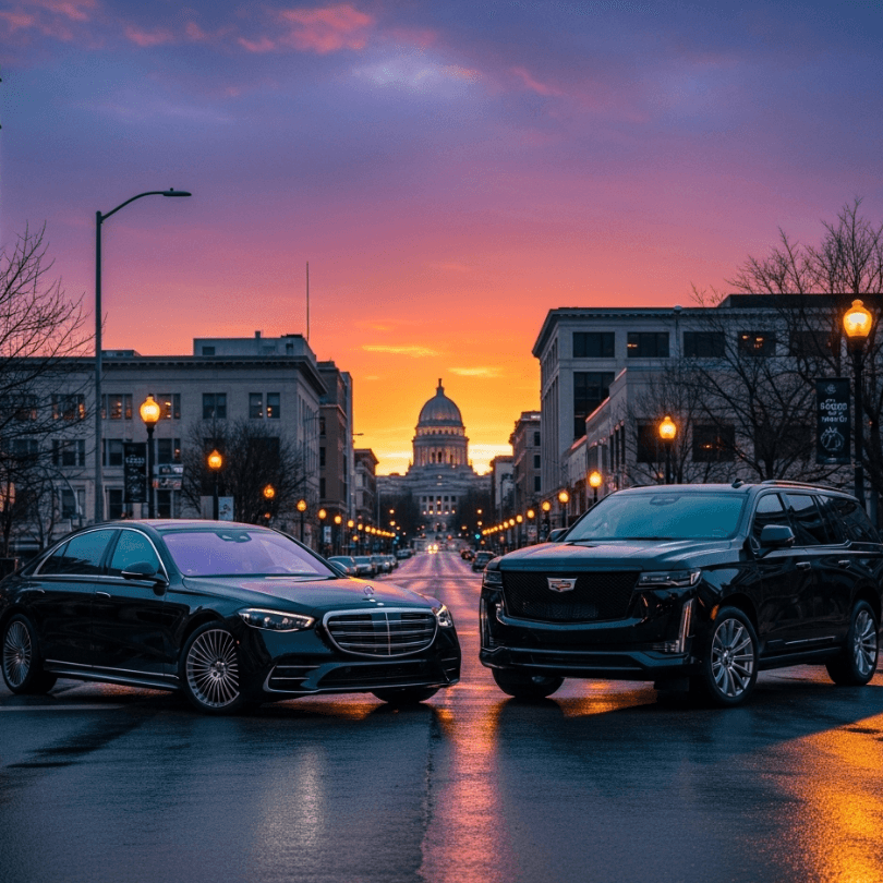Madison limo service for airport transfers with real-time flight tracking and meet & greet service