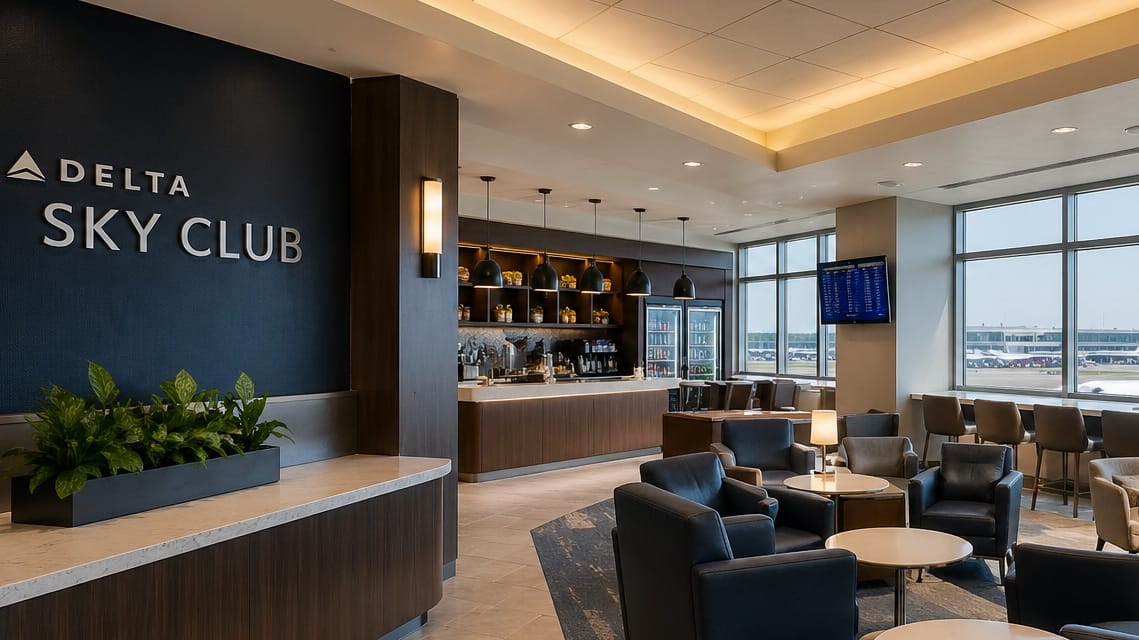 Interior Delta Sky Club MKE lounge seating area