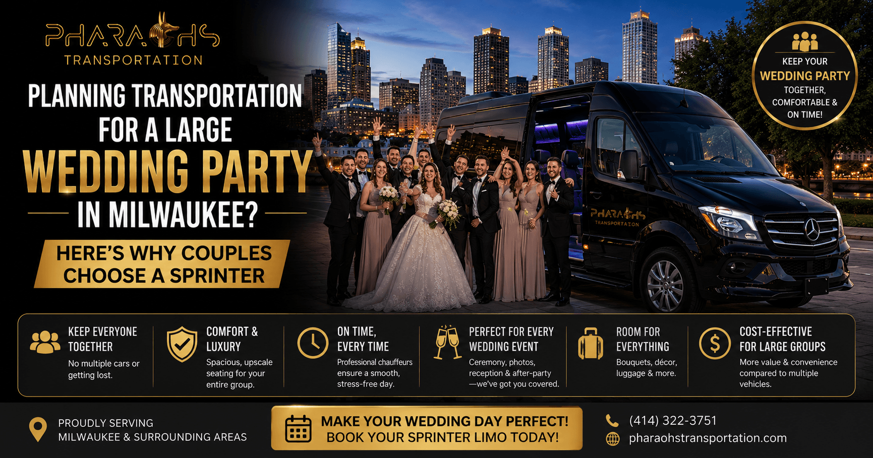 Large Wedding Party Sprinter Milwaukee