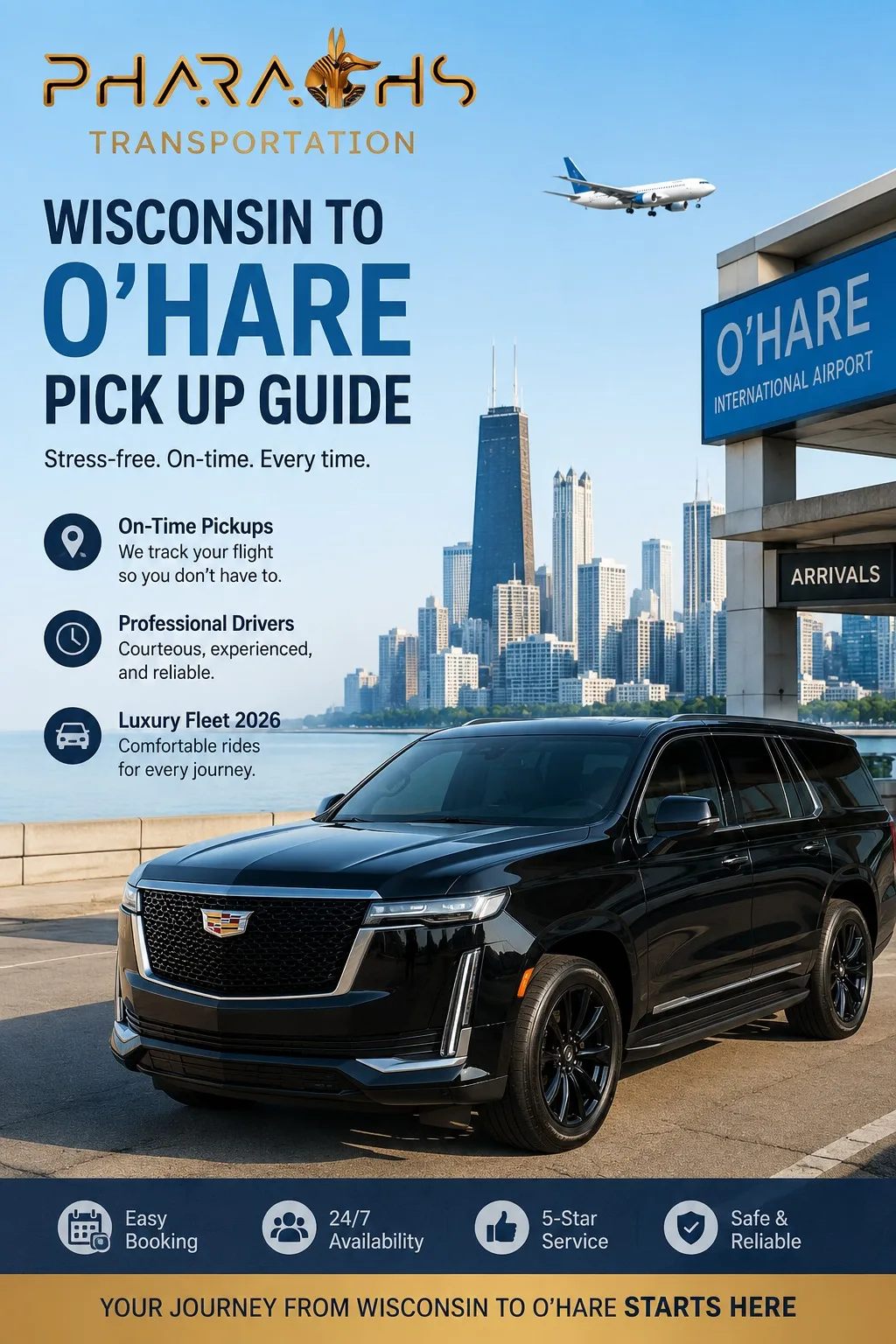"O'Hare pickup guide — Pharaoh's Transportation chauffeur meeting travelers at O'Hare"