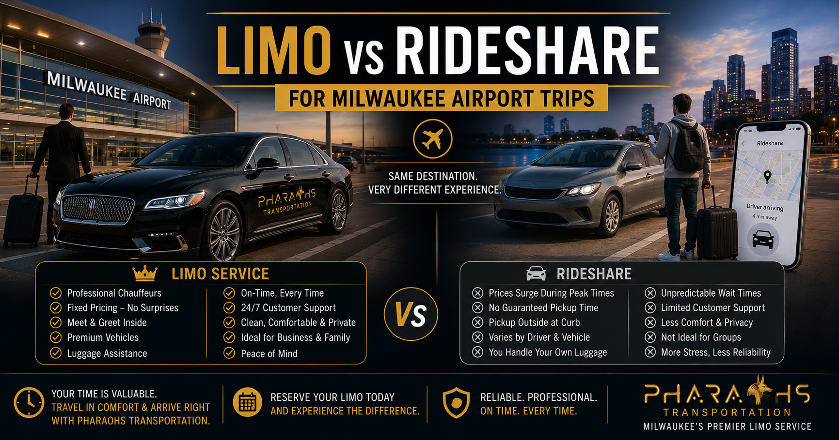 Milwaukee Airport: Limo vs Rideshare