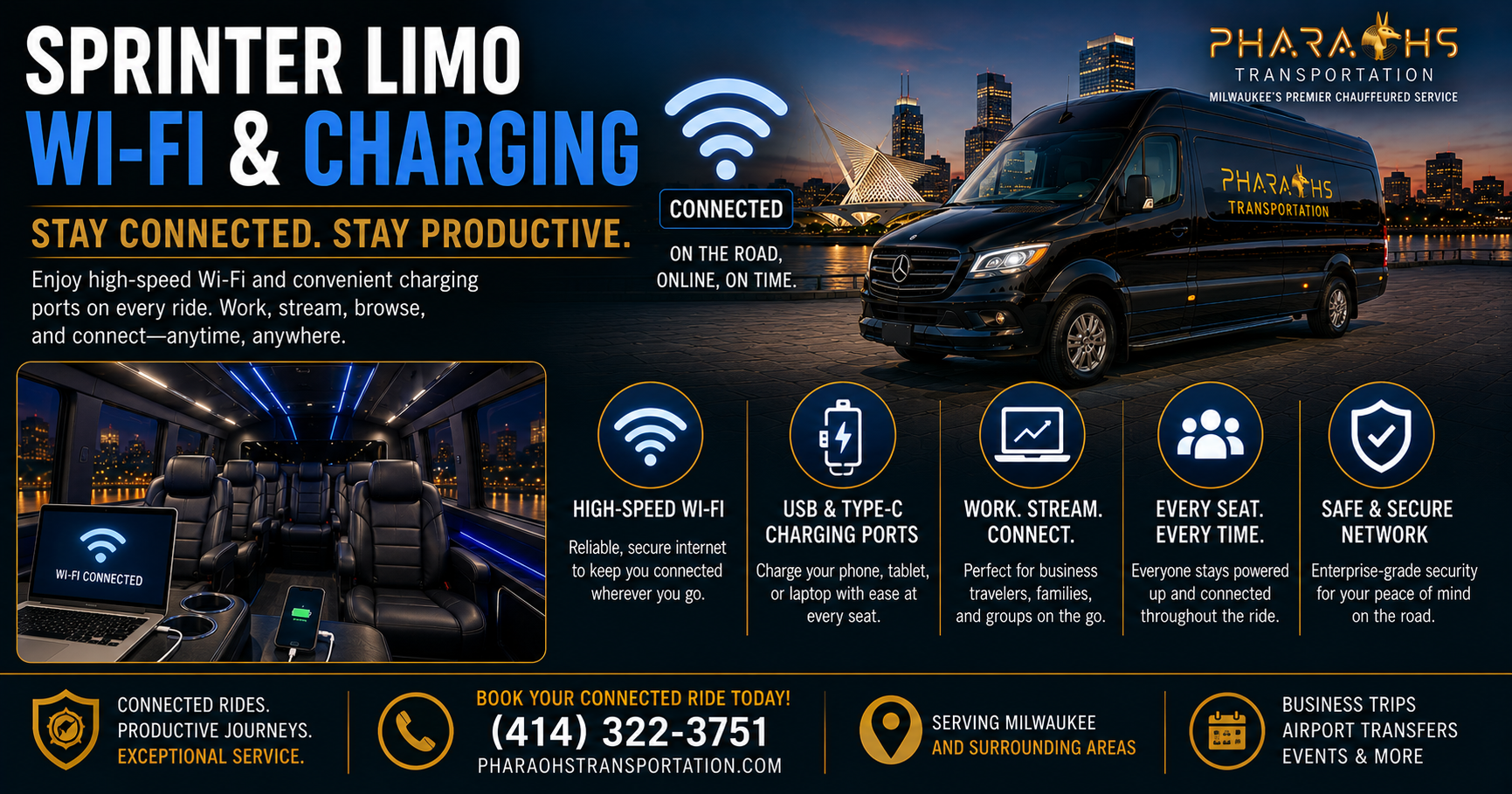 Sprinter Limo WiFi Charging Milwaukee
