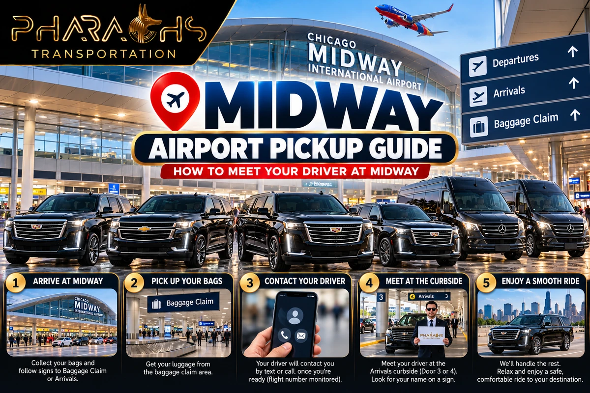 Midway airport pickup guide: five steps to meet your Pharaohs Transportation driver at Chicago Midway International Airport